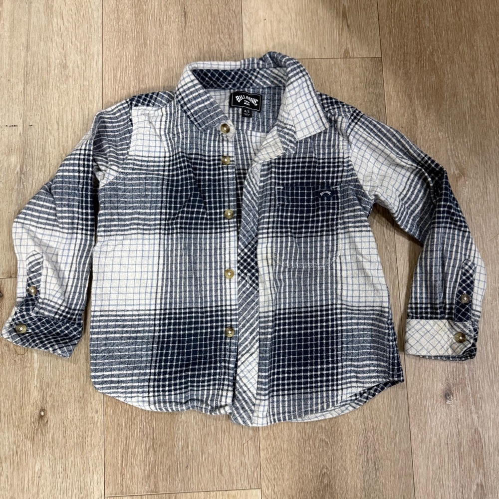 Billabong kids Black & White Plaid Button-Up Shirt